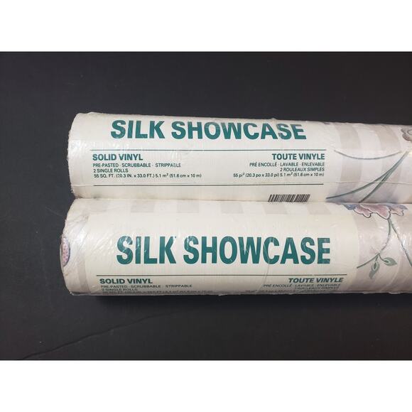 (JL) VTG Silk Showcase Wallcovering Solid Vinyl Wallpaper 56214 B Lot of 2 - Picture 2 of 6